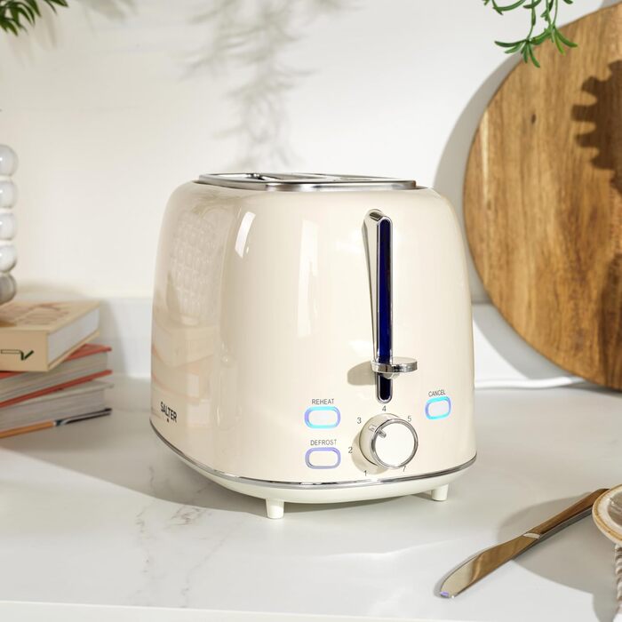 Електричний чайник Salter Retro Cream 1.7L з тостером 2-х секційного, 2.2 Kw, 360° обертання, фільтр від накипу, бездротовий, індикатор рівня води, захист від сухого кипіння та автовимкнення