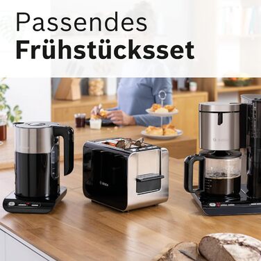 Електричний чайник Bosch TWK8613P, 1.5 л, чорний: автоматичне відключення, захист від перегріву, регулювання температури, функція підігріву