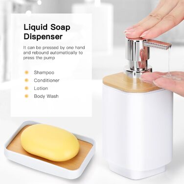 Набір аксесуарів для ванної кімнати JOTOM з бамбука (6 шт.) - сірий колір