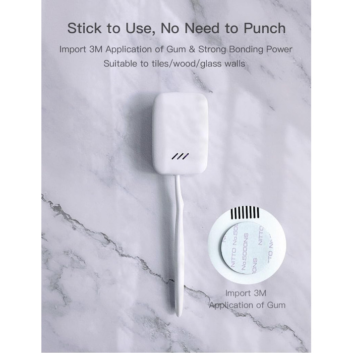 TKMARS Toothbrush Sterilizer with UV Light, Toothbrush Holder, Wall-Mounted, 99.9% Sterilization Rate, Dryable, Suitable for Travel and Family Use