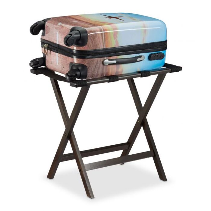 Relaxdays Folding Suit Stand in Dark Brown