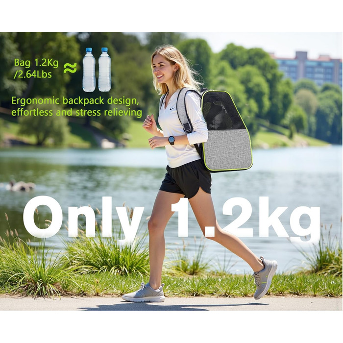 Рюкзак для кота Pecute з сітчастим вікном, переноска для тварин, дихаючий та легкий, сірий, до 6 кг