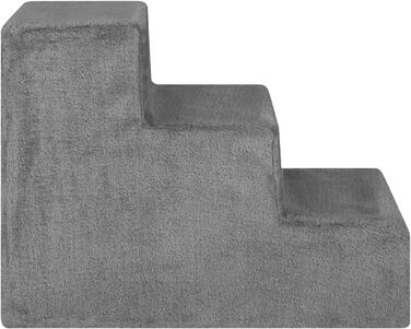 Juskys Pet Stairs Dog Stairs 36 cm - 3-Step Stairs, Washable Plush Cover - Cat Stairs Dog Ramp for Bed, Sofa, Couch and Car - Cover Grey