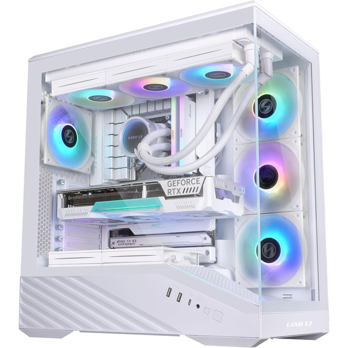 Корпус для ПК Lian Li Vector V100 – ATX Midi Tower з Tempered Glass, RGB-підсвічуванням, 4x 120мм вентилятори, підтримка радіатора 360мм, GPU до 415мм, Back Connect, білий