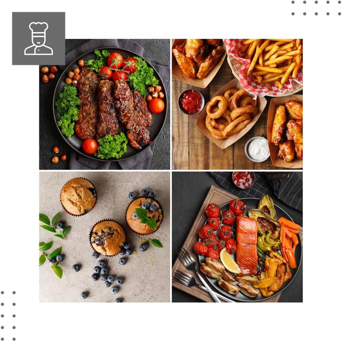 Фритюрниця VERTENZ Taste 70, 7,7 л, аерофритюрниця XXL, 1800 Вт, LED-екран, 8 програм, антипригарний кошик, без олії, чорна