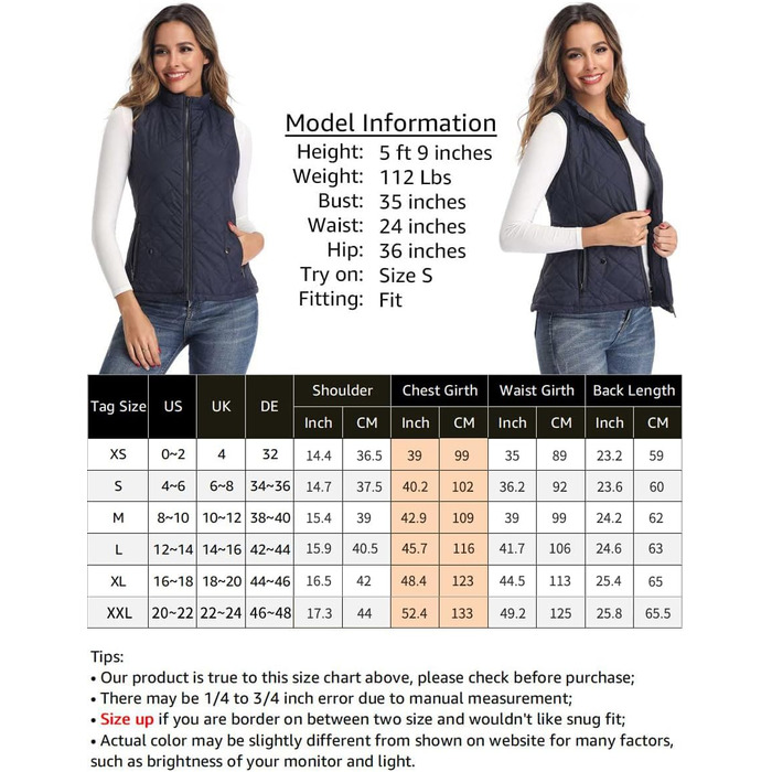 Жіноча жилетка LONGKING: легка, з коміром-стійкою, стьобана, без рукавів, синього кольору