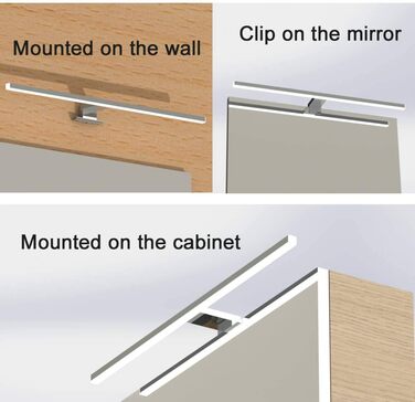 Azhien LED Mirror Light Bathroom 10W 820LM 60cm Neutral White 4000K, Slim 14mm Width 3in1 Mounting IP44 230V Wall Light Mirror Lamp 600mm, No Flickering Bathroom Cabinet Mirror Lights