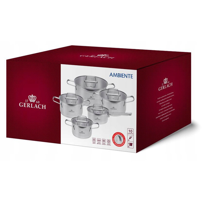 Набір каструль Gerlach Ambiente з нержавіючої сталі, 10 предметів