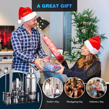 Набір для коктейлів Barkeeper: 15 предметів, нержавіюча сталь, акриловий стенд, професійний барний інвентар для приготування напоїв вдома та барі