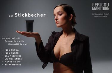 GC German Couture Stickbecher Auto-Aschenbecher compatible with IQOS ILUMA PRIME TEREA Sticks & Heets Sticks + Glo Hyper Pro Air neo Sticks Accessories & for PLOOM, black/grey