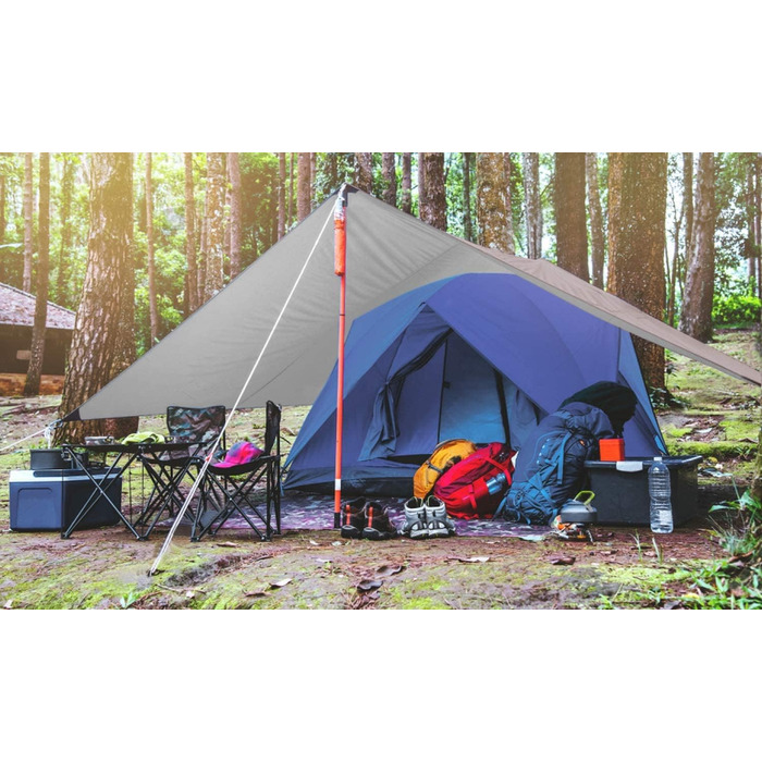 Водонепроникна тентова тканина Unigear 3x3/3x4/3x5/4x4 м для кемпінгу, гамака, захисту від сонця та дощу з кільцями, шнурами та кілочками