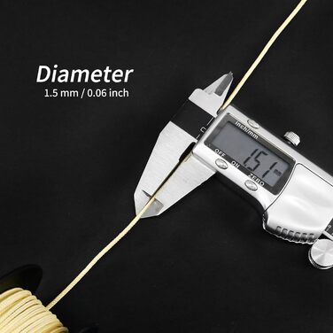 NewDoar Abrasion-Resistant Braided Kevlar Cord 1.5mm 50ft/120ft/200ft, 12-Strand Cord High Strength Wear-Resistant Flame-Retardant Suitable for Camping Kite String Fishing EDC Cords