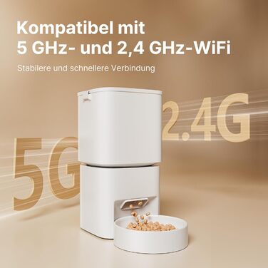 Автоматичний годівниця для котів та собак 5L з Wi-Fi, керування через додаток, 1-10 прийомів їжі на день