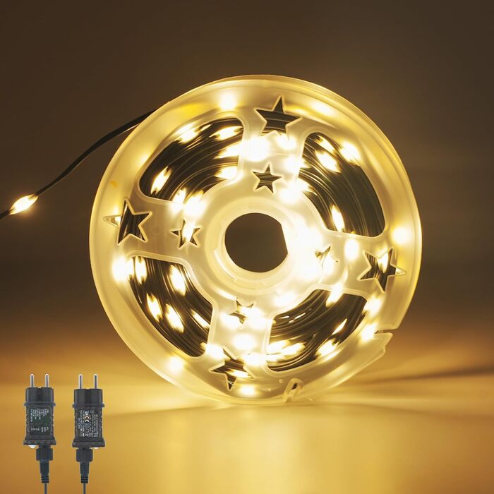 Гірлянда світлодіодна Gresonic 100/200/300/400 LED, струмопровідна, для дому та вулиці, тепле біле світло, 100 LED
