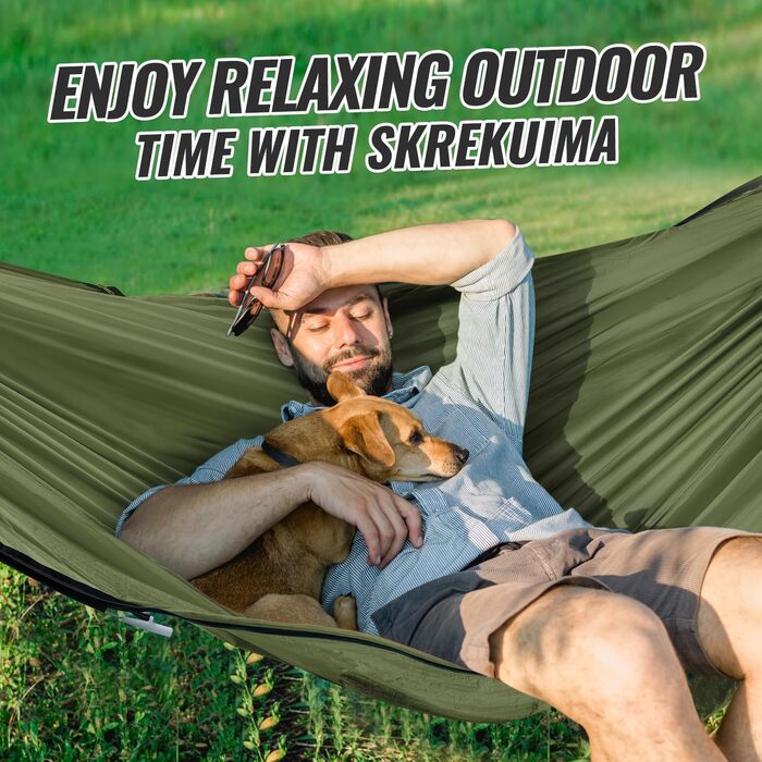 Легка туристична гамак з москітною сіткою, 300 кг | Гамак для кемпінгу, подорожей, рюкзаків, туризму, саду (270x140 см)