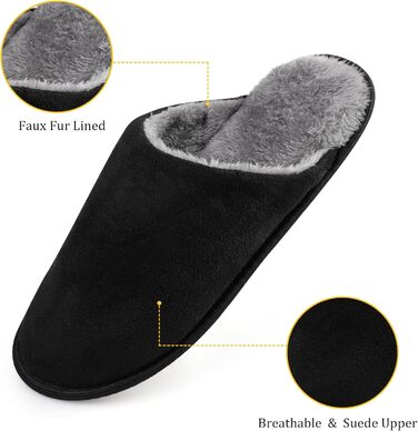 Тапочки домашні для чоловіків та жінок, теплі, з плюшем, зимові, з піною Memory Foam, антиковзаючі, м'які, пухнасті, для дому та вулиці, 46/47 EU, Стиль 10