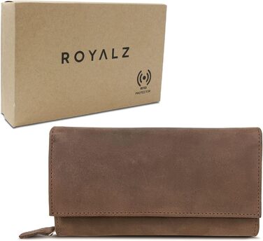 ROYALZ 'Orelia' Vintage Leather Wallet for Women - Large Portemonnaie (Wallet) with Many Compartments, RFID Blocker, Crossbody Wallet