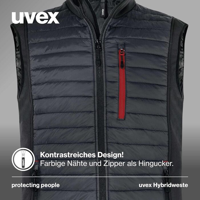 Жилет робочий Uvex tune-up Hybrid для чоловіків - степна, міцна, для активного відпочинку, темно-синій (XXL, чорний/червоний)