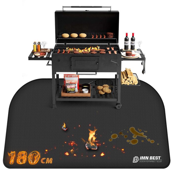 Килимок для грилю 180x100 см, силіконовий, термостійкий, вологостійкий. Захист для BBQ, каміну, газону та кемпінгу