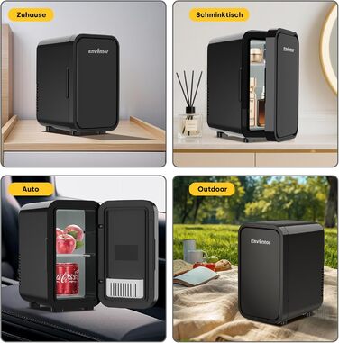 Міні-холодильник Enventor 6L: портативний, для авто, кімнати, косметики, фруктів, чорний