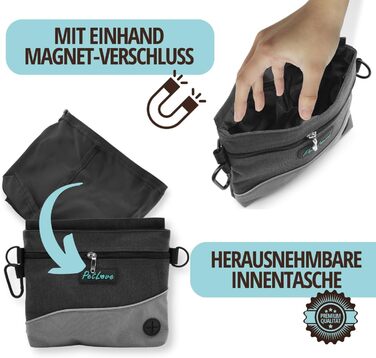 Сумка для кормів PetLove Leckerlibeutel для собак • З магнітною застібкою • З диспенсером для відходів • Можна використовувати як поясну сумку • Сіра S