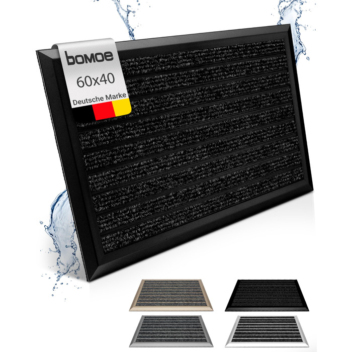Килимок для входу зовнішній Bomoe 40x60 см, антиковзкий, нержавіюча сталь, сірий антрацит, прямокутний