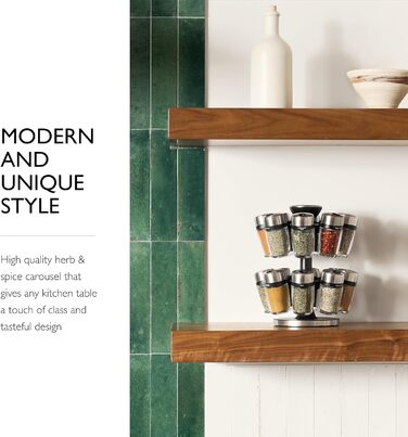 Карусель для спецій та трав Cole & Mason H121808U, 16 відділень, чорний пластик/нержавіюча сталь