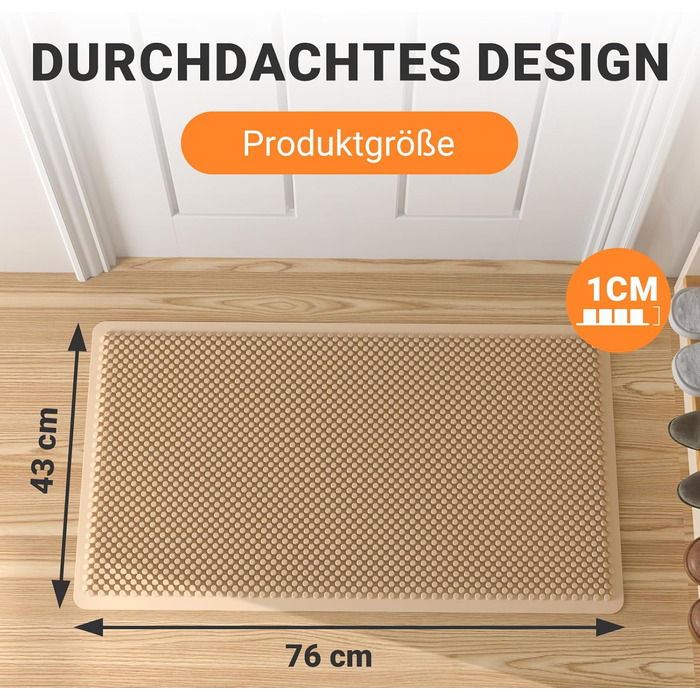 Килимок для дому та вулиці Fowooyeen з силікону, 43 x 76 см, Khaki