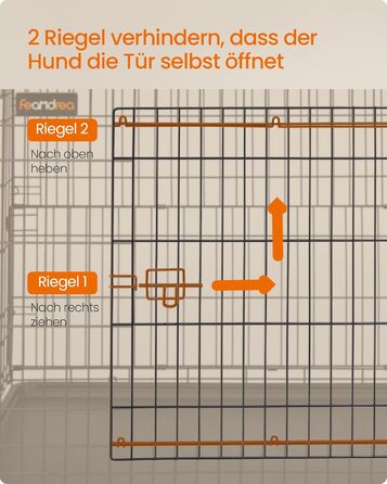 Клітка для собак Feandrea, 120x72.5x109 см, металева, розкладна, XXL, для великих собак, з подвійними дверцятами, легко миється, чорна