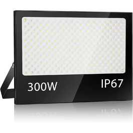 200W LED Floodlight Outdoor, 20000LM LED Spotlight, 7000K Cold White Spotlight, IP67 Waterproof Floodlight, for Backyard, Courtyards, Garage, Hallway, Garden (300W-1PC)