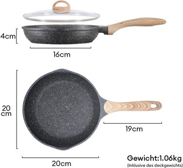 Набір сковорідок JEETEE 6-ти частинний з кришкою, 20/24/28 см, індукційні, з антипригарним покриттям, для всіх плит, PFOA-free (сірий)