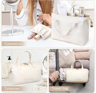 Набір косметичок для жінок: великі, малі, для подорожей, органайзер для макіяжу, beige (PU)