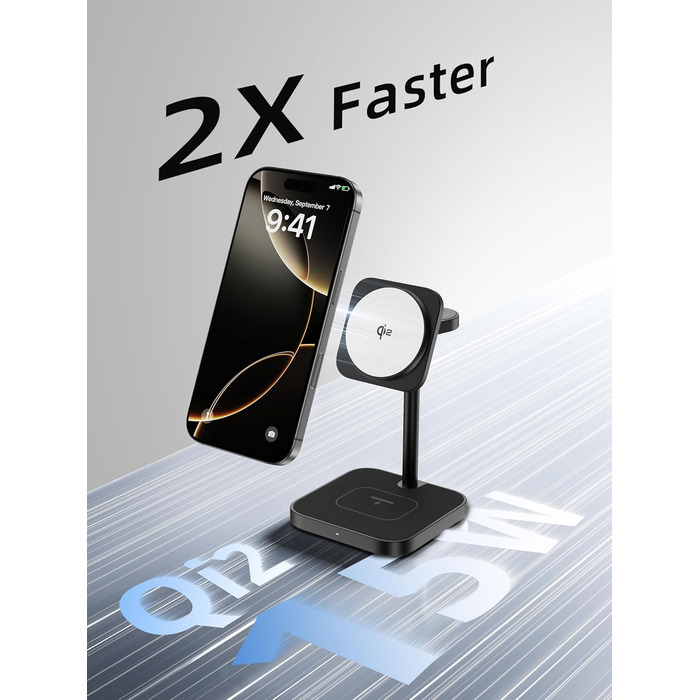 LULULOOK Qi2 Магсейф Зарядна Станція 3 в 1 з Алюмінію для Apple Watch та iPhone, 15W Швидка Зарядка (17 Pro Max/17 Pro/17 Air/17), 5W для Apple Watch Ultra, AirPods, Титан (Сірий)