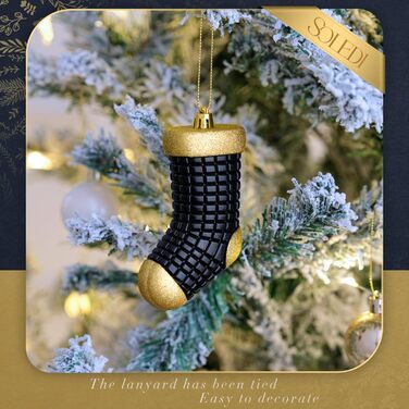 Набір прикрас на ялинку SOLEDI® 128 шт. Преміум якість, пластикові кулі білого кольору з зіркою на верхівку. Міцний та безпечний набір прикрас з підвісками. Різнокольорові ялинкові кулі, багаторазовий декор на Різдво (чорний)