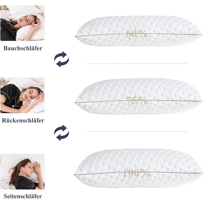 BedStory Memory Foam Pillow, Adjustable Height Pillow 40x80, Shredded Memory Foam Pillow, OEKO-TEX Certified Neck Support Pillow for Back and Side Sleepers, Washable Cover, 2 Pack 40x80