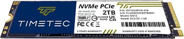 SSD Timetec 2TB NVMe PCIe Gen3x4 з DRAM Cache – Внутрішній SSD для ПК, 3.400/3.000 MB/s