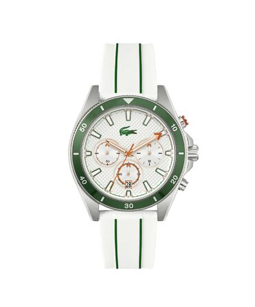 Годинник чоловічий Lacoste Mainsail Chronograph Quartz з білим силіконовим браслетом