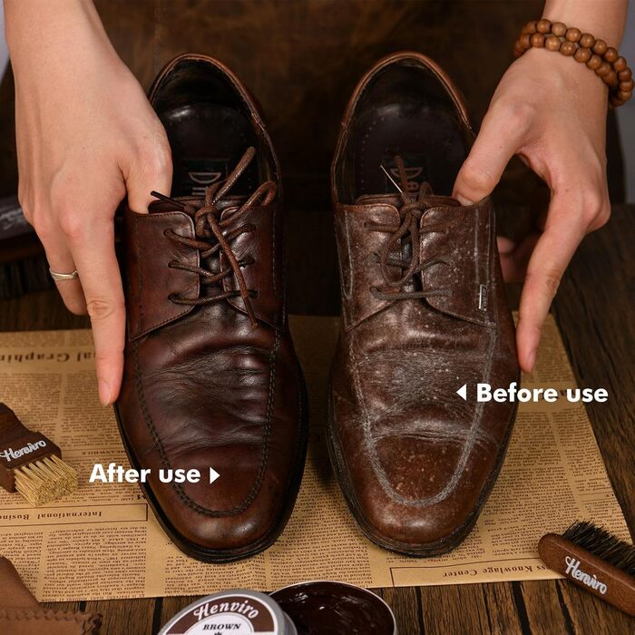 Henviro Leather Shoe Care Set for Men – 13-Piece Shoe Polishing Set, Leather Boot Care, Shoe Care Set, Birthday and Christmas Gift