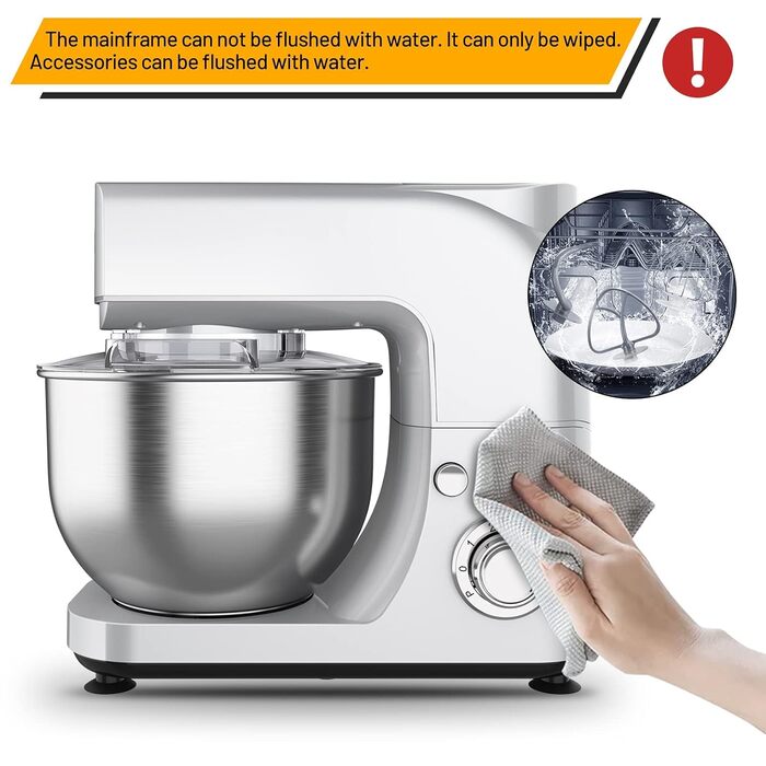 Кухонна машина-міксер з нержавіючою чашею, 6 швидкостей, для замішування тіста та збивання