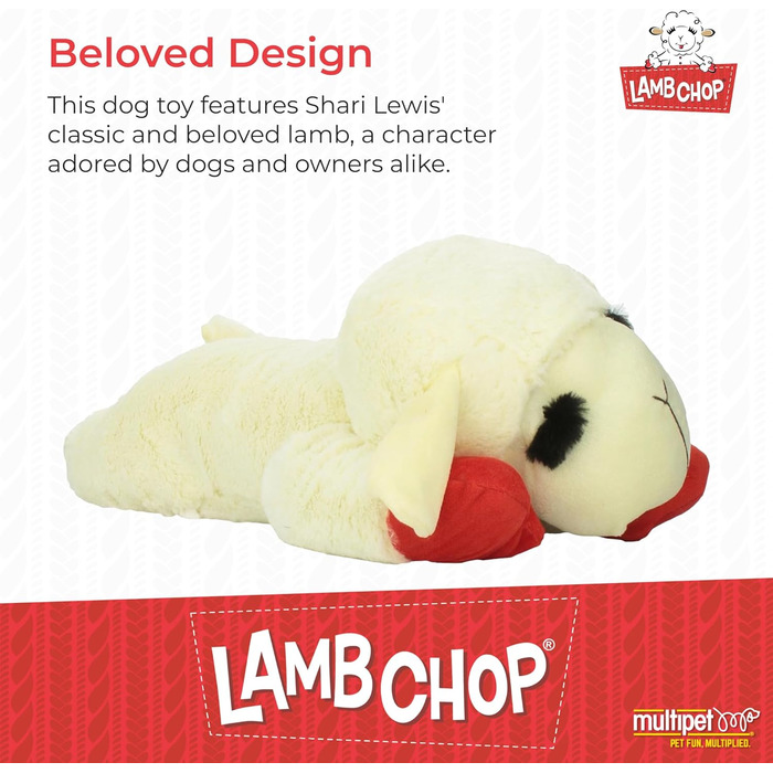 Іграшка для собак Multipet Lamb Chop Jumbo, плюшева, 61 см, біла, офіційна ліцензія