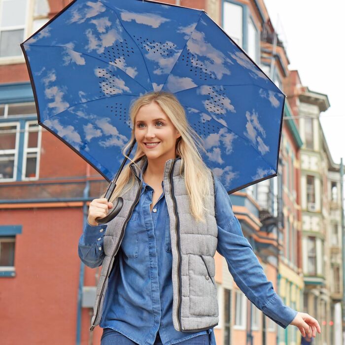 Складаний парасолька Inbrella Reverse-Close Royal/Black – чорний, з королівським дизайном