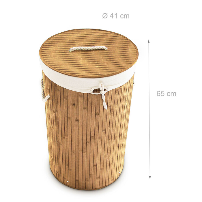 Relaxdays Bamboo Laundry Basket Round