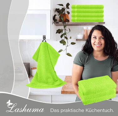Lashuma 4-Piece Set of Small Kitchen Towels 50x50 cm, Linz Kitchen Towels for Hands Green