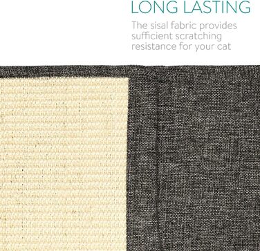 Navaris Cat Scratch Mat Scratch Protection Sofa - with 2 compartments - 128 x 45 cm Sisal Scratch Rug for Cat - Couch Cat Scratch Mat - also for Dogs