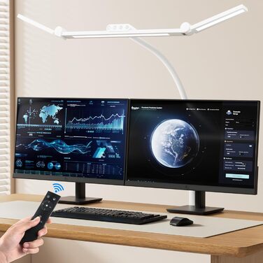 LED лампа для столу TYEE з регулюванням яскравості, 24W, 3 світлодіодні смуги, 1500LM, захист очей, денне світло, з пультом, 5 кольорів, 5 рівнів яскравості, для офісу та дому