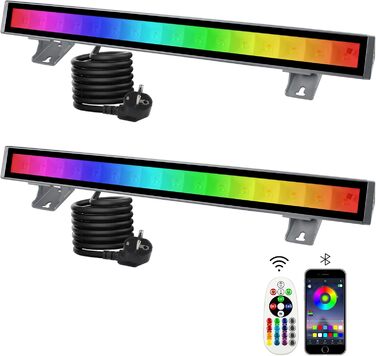 RGB LED Floodlight, 48W RGB Wallwasher Light, LED Bar Light Effects IP66 Waterproof Smart Party Lights with Remote Control and APP Control for Outdoor Indoor Tree Party Garden
