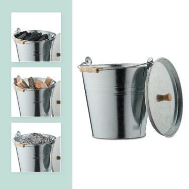 Relaxdays Ash Bucket with Lid, 12.5 Liters
