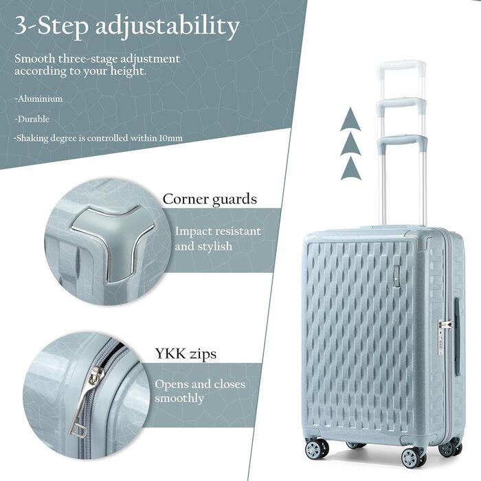 Набір валіз Sea Choice Guanyao (сірий) 4 шт. з TSA-замком: M-L-XL (55/65/75 см) з косметичкою