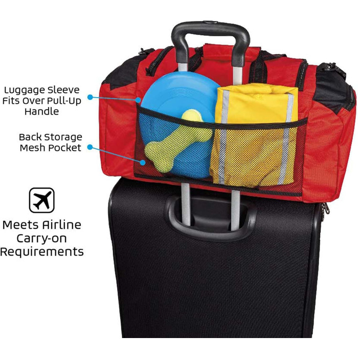 Чохол-переноска для собак Overland Chiens: містка сумка-дуфель для великих і середніх собак з 2 ручками та 2 складними мисками