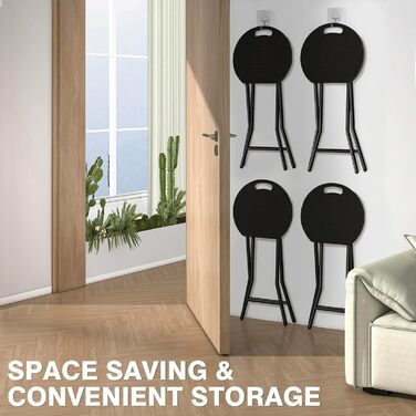 TAVR Furniture складаний стілець з ручкою, міцний круглий табурет до 227 кг, 45,7 см, чорний, для дорослих, дому, кухні, вбиральні, церкви та вулиці